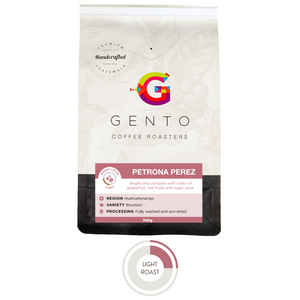 light roast coffee from Huehuetenango with tasting notes of sugar cane, grapefruit, and red fruits